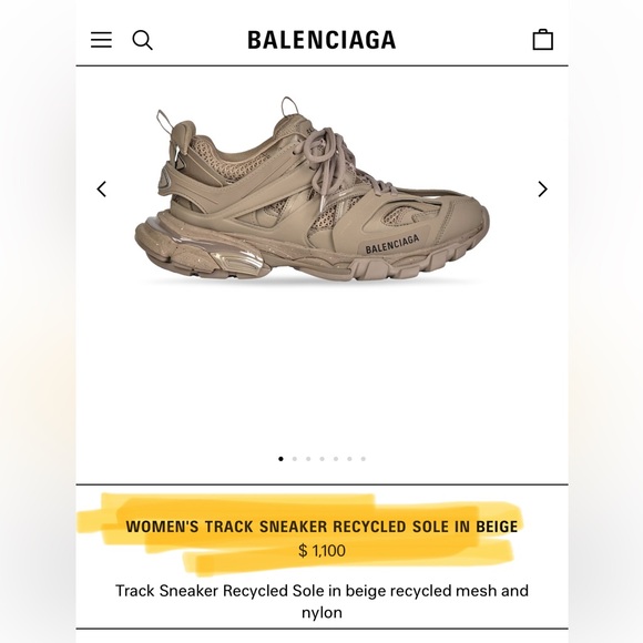 BALENCIAGA WOMEN'S TRACK SNEAKER RECYCLED SOLE IN BEIGE - Picture 2 of 11